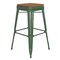 Emma and Oliver Kam Backless Metal Indoor-Outdoor Stool with All-Weather Polystyrene Seat